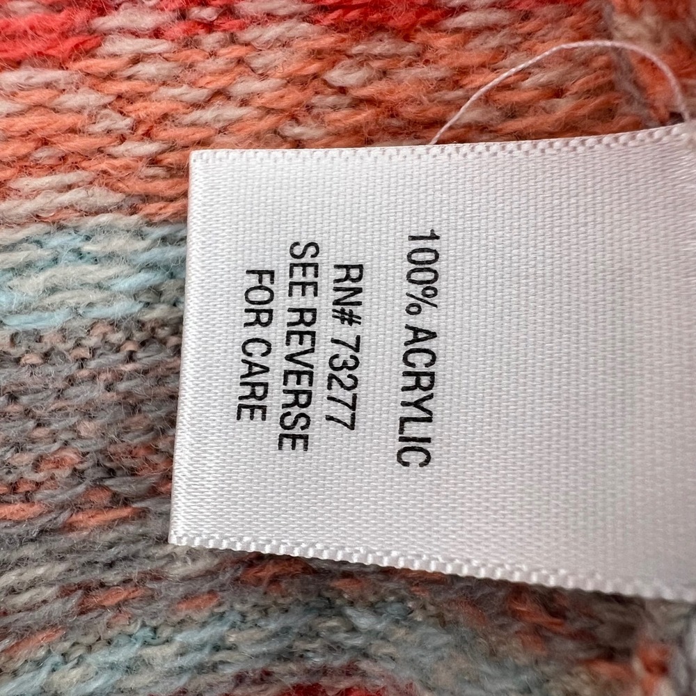 Croft & Barrow Womens Fair Isle Button Front Cardigan Sweater Coral Blue Large - Picture 5 of 7
